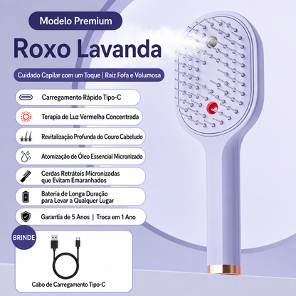 Escova Alisadora e Massageadora Elétrica