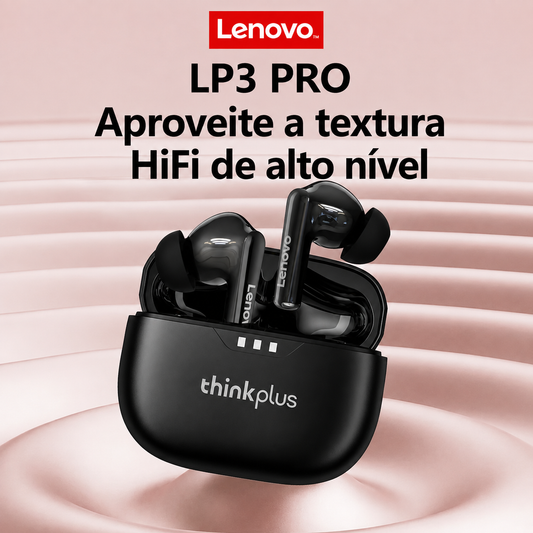 Fone de Ouvido Lenovo Bluetooth 5.2 com Redução de Ruído e Baixa Latência para Esportes