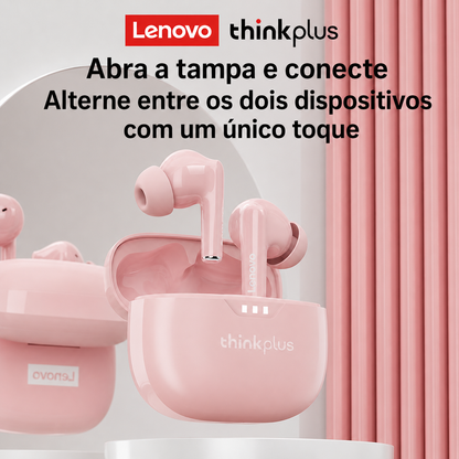 Fone de Ouvido Lenovo Bluetooth 5.2 com Redução de Ruído e Baixa Latência para Esportes