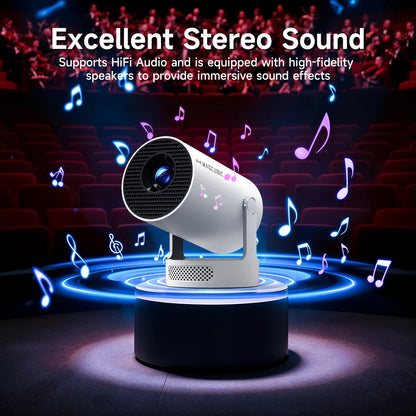 Projetor Portátil 8K Wifi6 290ANSI Android 14 Dual WIFI Allwinner H726 BT5.4 1280*720P Cinema em Casa